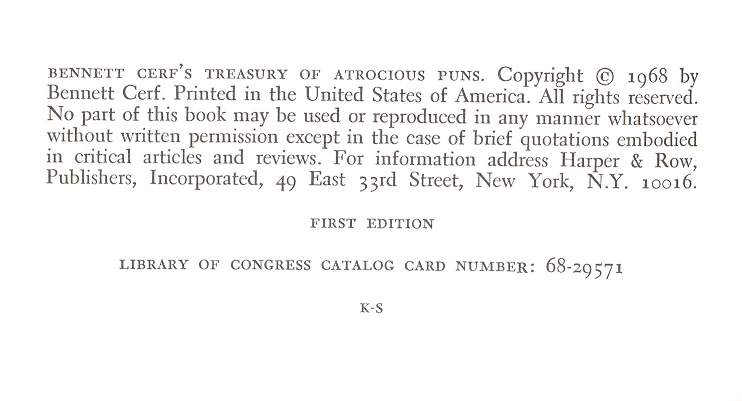 Bennett Cerf's Treasury of Atrocious Puns. - Image 3