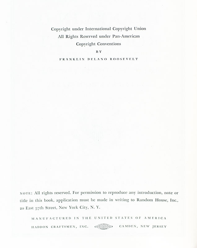 The Public Papers and Addresses of Franklin D. Roosevelt. Volume One: The Genesis of the New Deal 1928-1932; Volume Two: The Year of Crisis 1933; Volume Three: The Advance of Recovery and Reform 1934; Volume Four: The Court Disapproves 1935; Volume Five: The People Approve 1936.