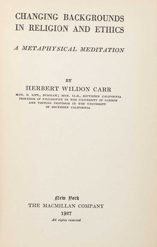 Changing Backgrounds in Religion and Ethics: A Metaphysical Meditation.