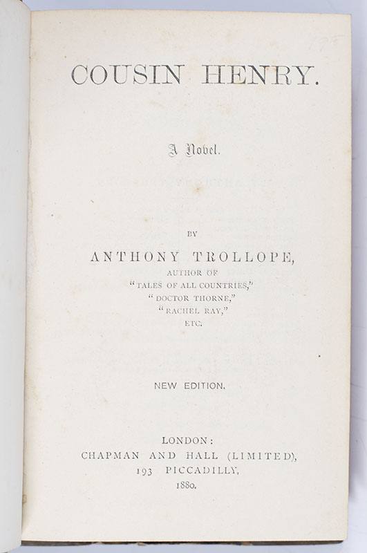 Cousin Henry. A Novel. - Image 2