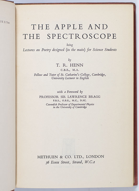 The Apple and the Spectroscope being Lectures on Poetry designed (in the main) for Science Students.