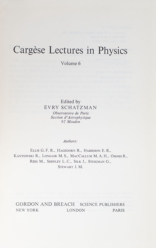 Cargèse Lectures in Physics, volume 6