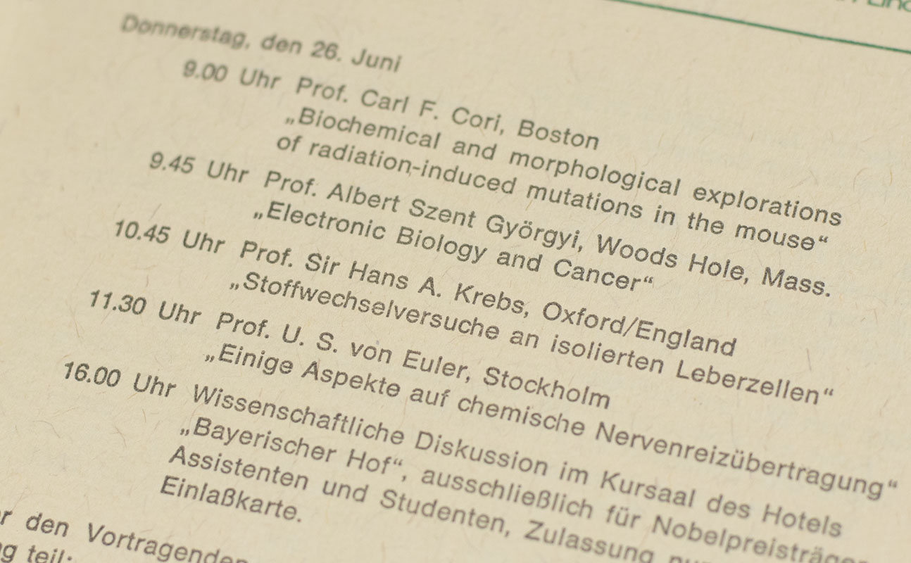 1975 Lindau Nobel Laureate Meeting Program.