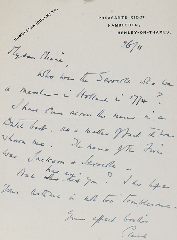 Pearce Serocold Genealogical Archive.