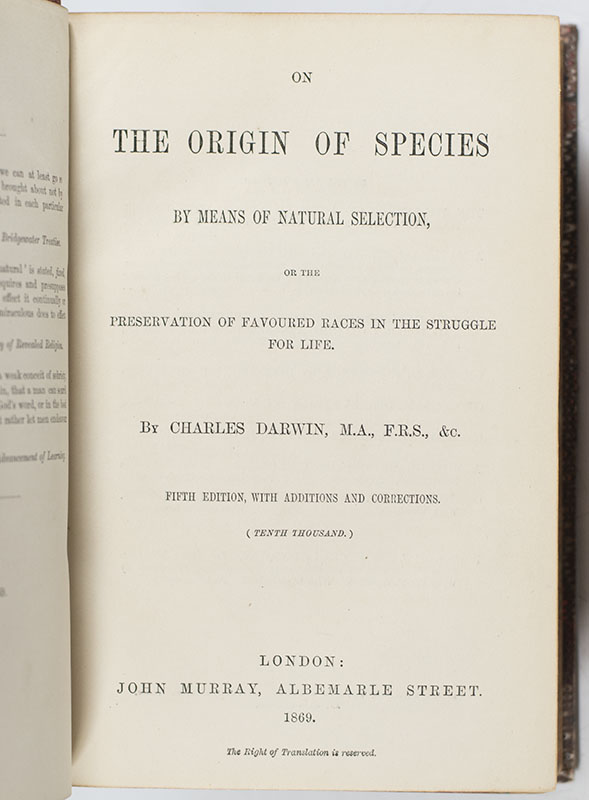 On the Origin of Species by Means of Natural Selection, or the Preservation of Favoured Races in the Struggle for Life.