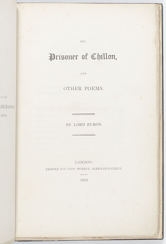 The Prisoner of Chillon, and Other Poems.