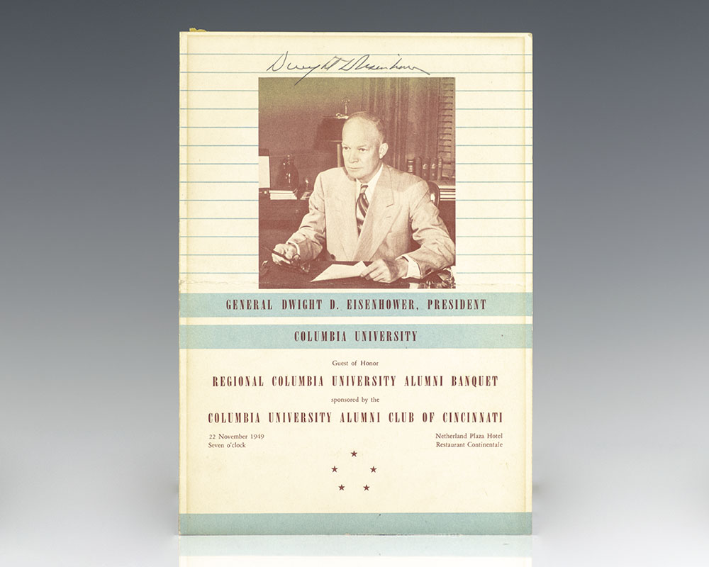 Dwight D. Eisenhower Signed Columbia University Banquet Program.