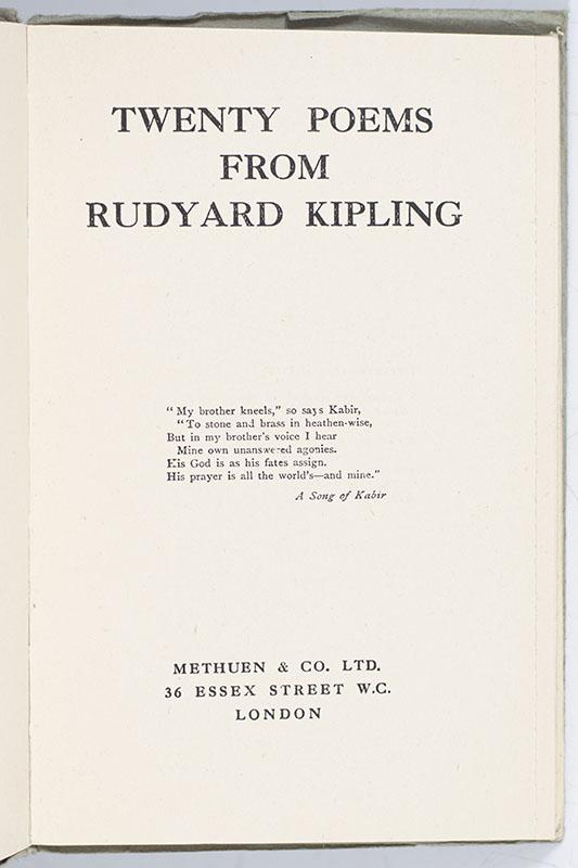 Twenty Poems From Rudyard Kipling.