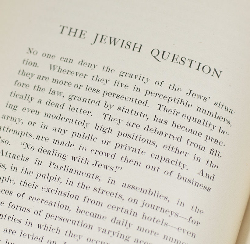 A Jewish State: An Attempt at a Modern Solution of the Jewish Question.