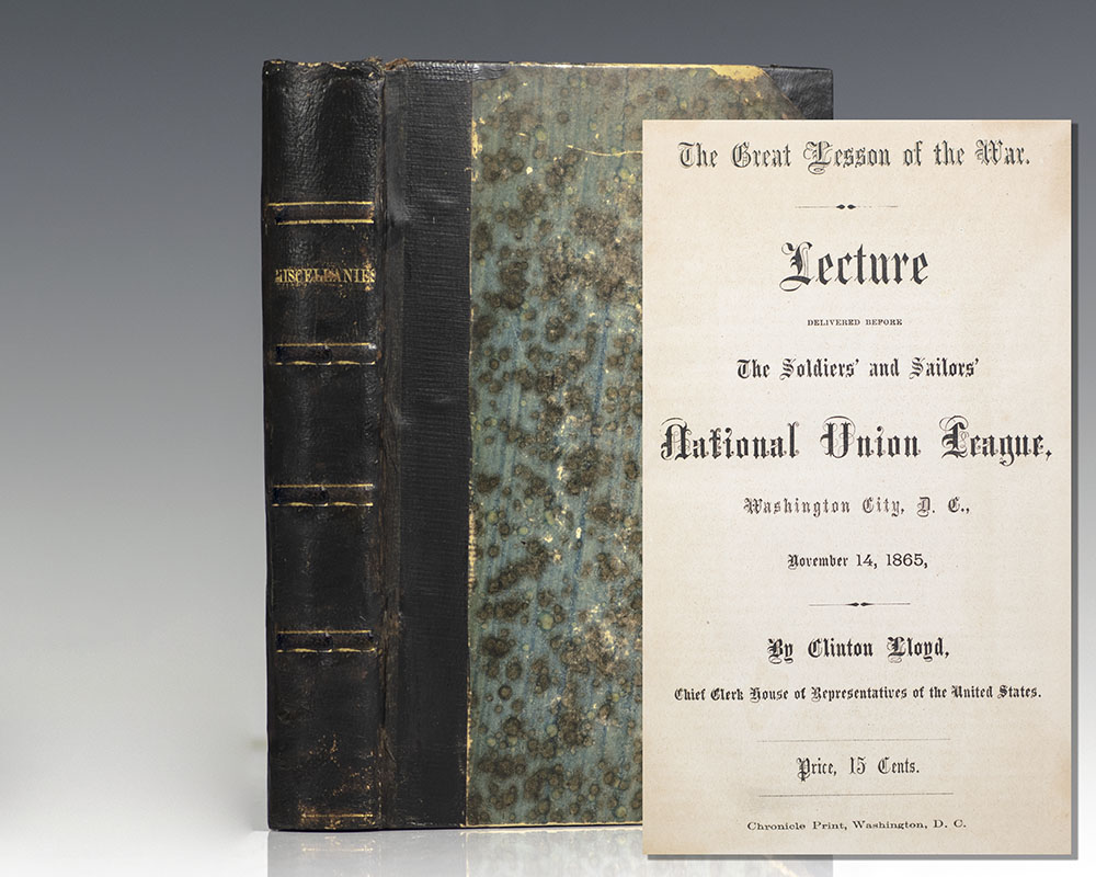 Volumes From 1864-1867 Pamphlets and Speeches on Reconstruction, Southern Politics, African-American issues, including “What the Black Man Wants” by Frederick Douglass in “The Equality of All Men before the Law, Claimed and Defended.”