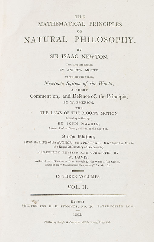 The Mathematical Principles of Natural Philosophy.