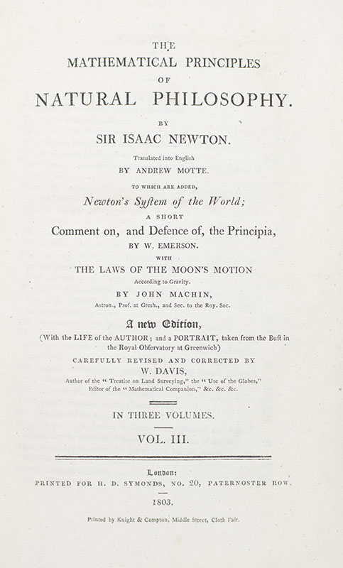 The Mathematical Principles of Natural Philosophy.