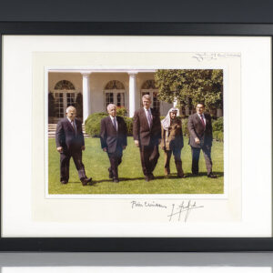 Bill Clinton, Yasser Arafat, King Hussein Signed Photograph.