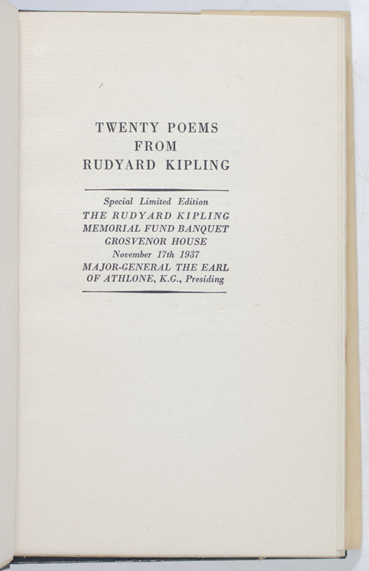 Twenty Poems From Rudyard Kipling.