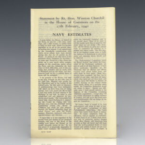 Navy Estimates: Statement by Rt. Hon. Winston Churchill in the House of Commons on the 27th February, 1940.