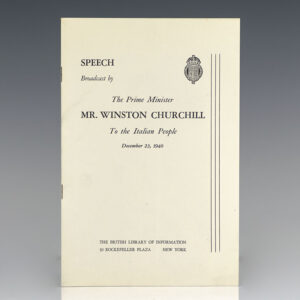 Speech Broadcast by The Prime Minister Mr. Winston Churchill to the Italian People December 23, 1940.