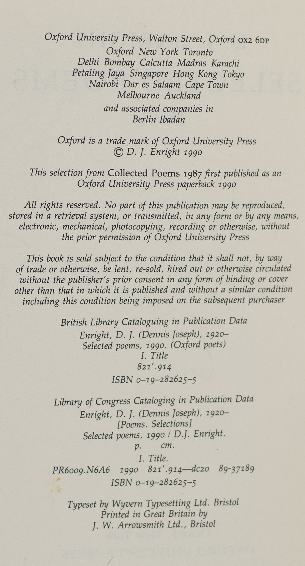 Selected Poems 1990.
