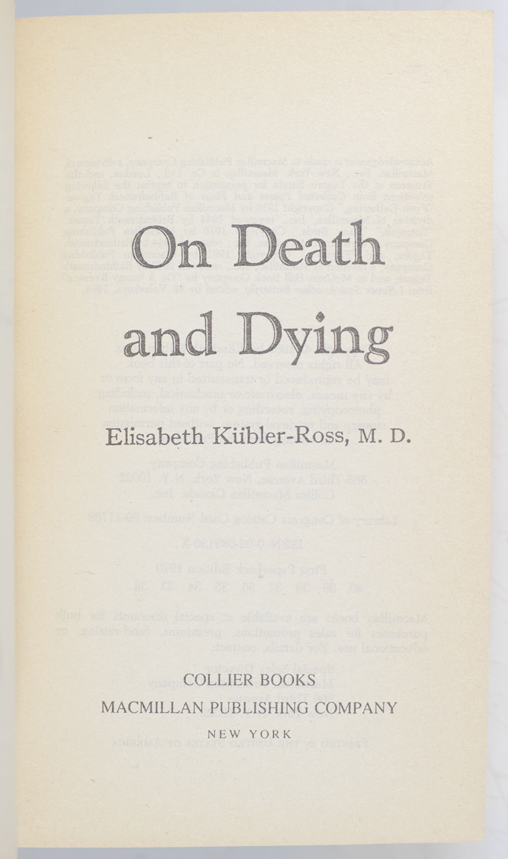On Death and Dying.