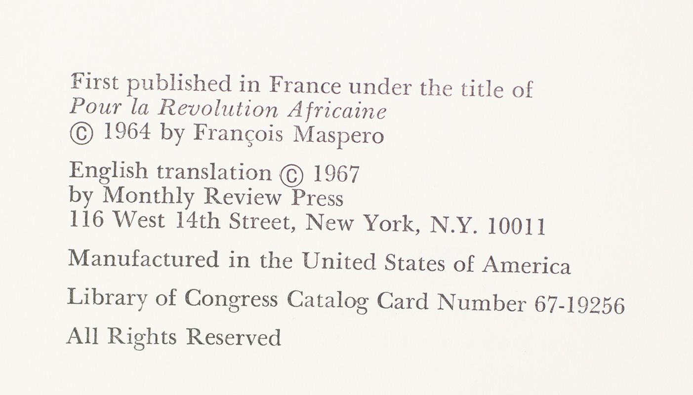 Toward the African Revolution (Political Essays).