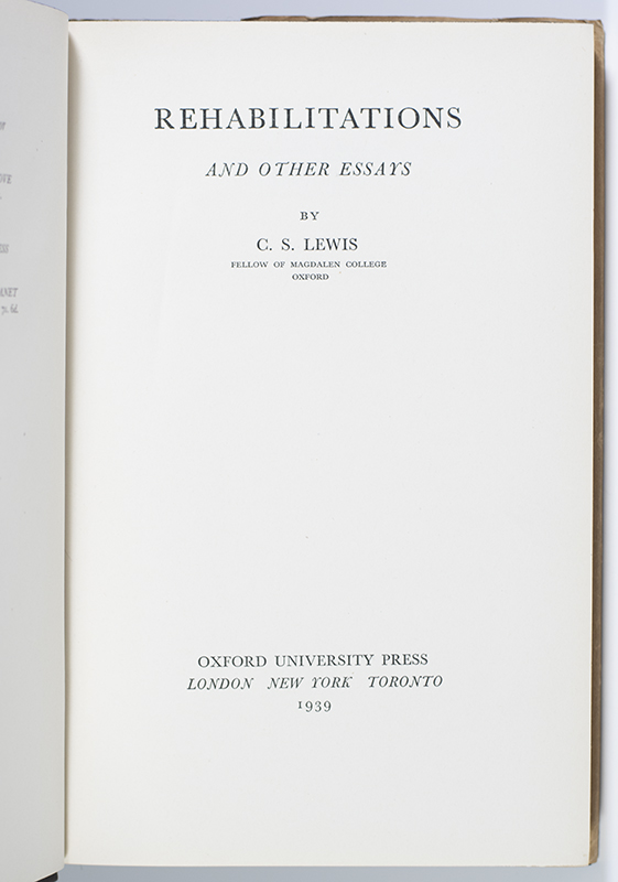 Rehabilitations and Other Essays.