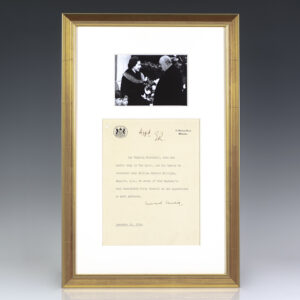Queen Elizabeth II and Winston S. Churchill Signed Document.