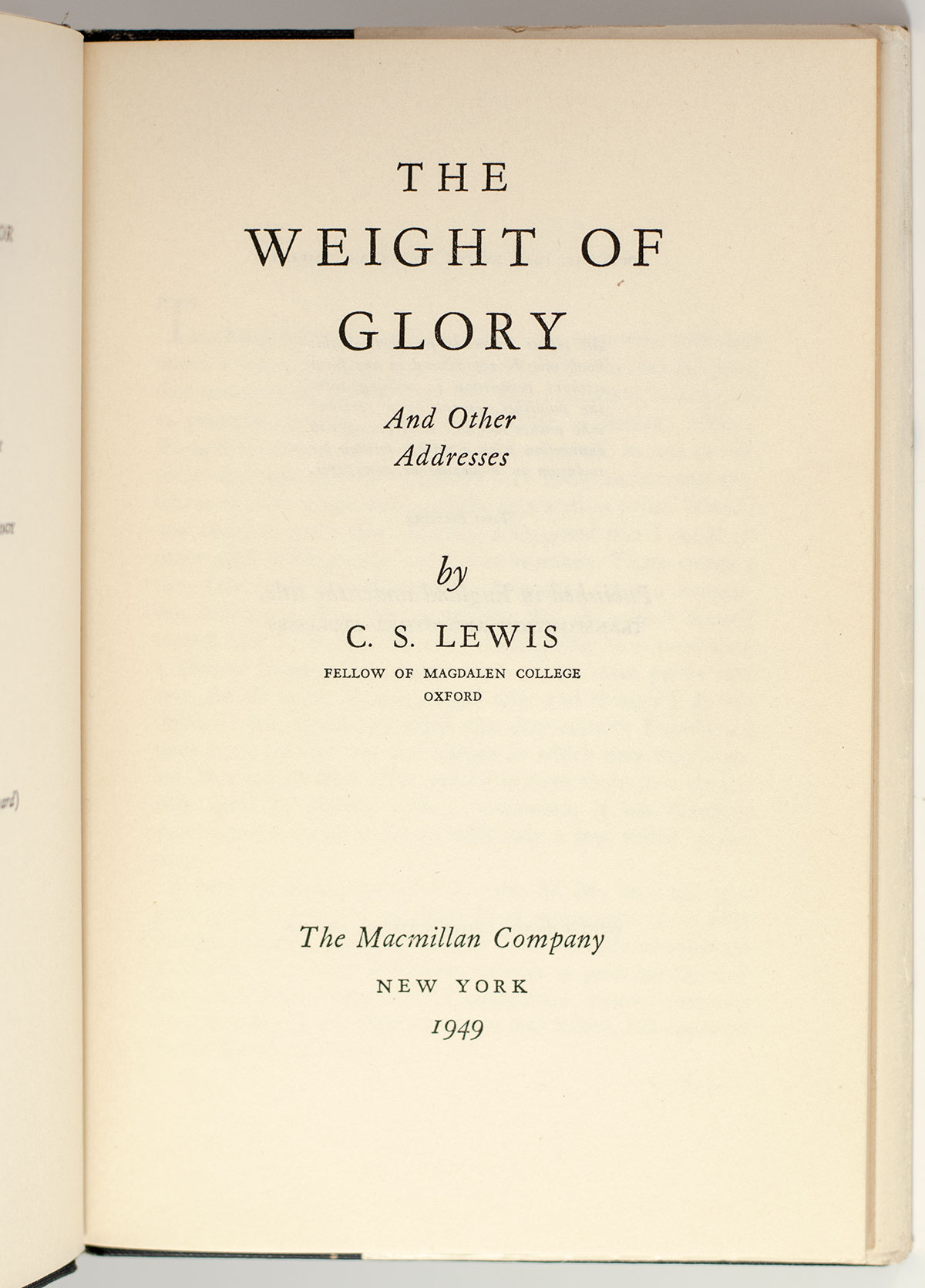 The Weight of Glory and other Addresses.