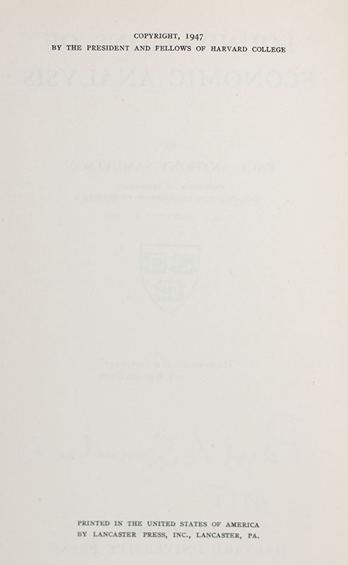 Foundations of Economic Analysis.