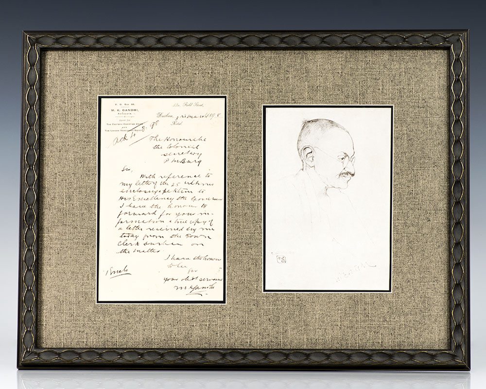 Mohandas K. Gandhi Autographed Signed Letter.