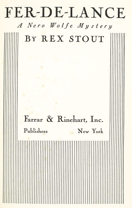 Fer-De-Lance: A Nero Wolfe Mystery