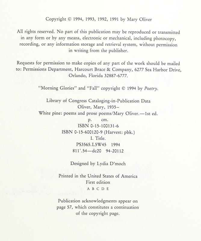 White Pine: Poems and Prose Poems