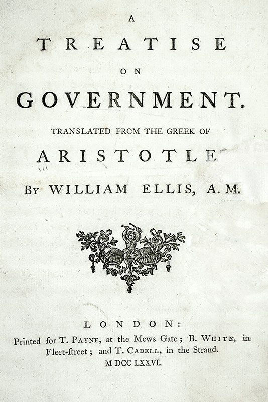 A Treatise on Government. Translated From The Greek of Aristotle