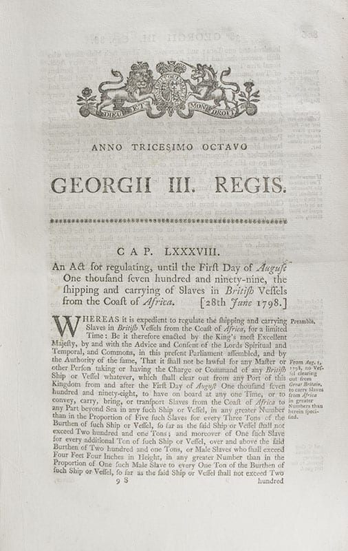 Three Royal British Slave Trade Acts.