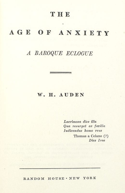 The Age of Anxiety: A Baroque Eclogue