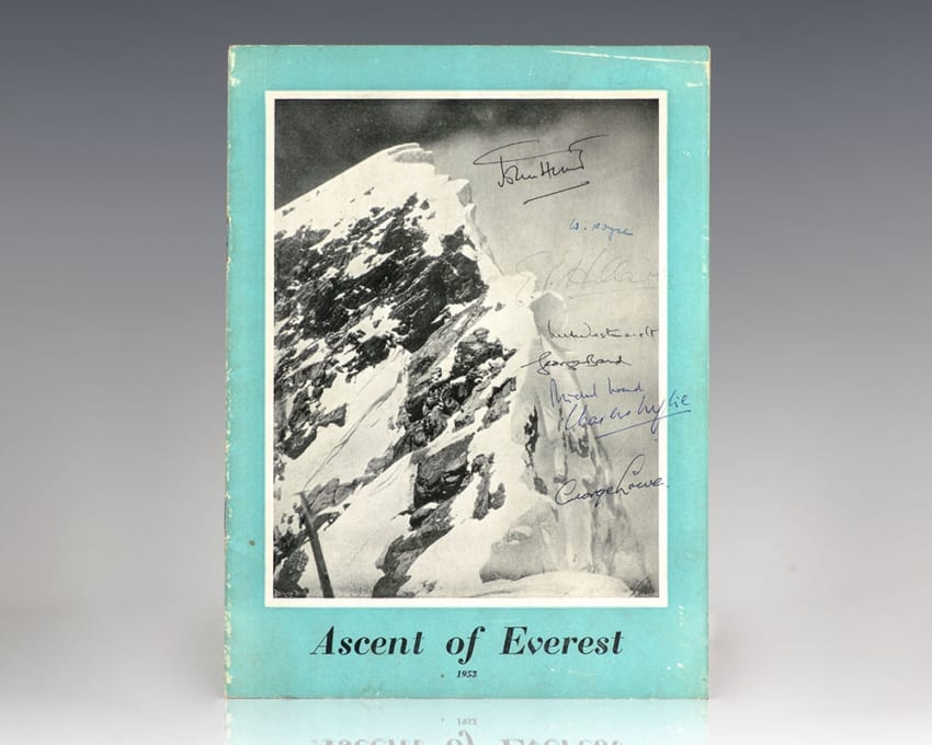 Scarce original program from the Ascent of Everest Gala Premier Lecture; signed by eight members of the Everest epedition 