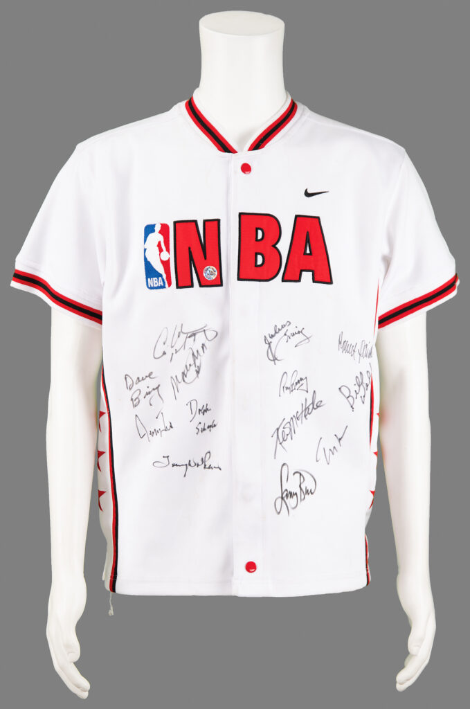 NBA Warm-Up Jacket Signed by Larry Bird and Others.