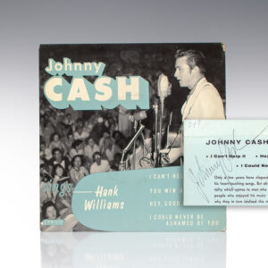 Johnny Cash Signed Sings Hank Williams Record.