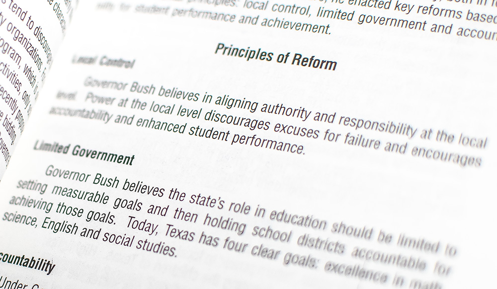 Renewing America's Purpose: Policy Addresses of George W. Bush July 1999-July 2000.