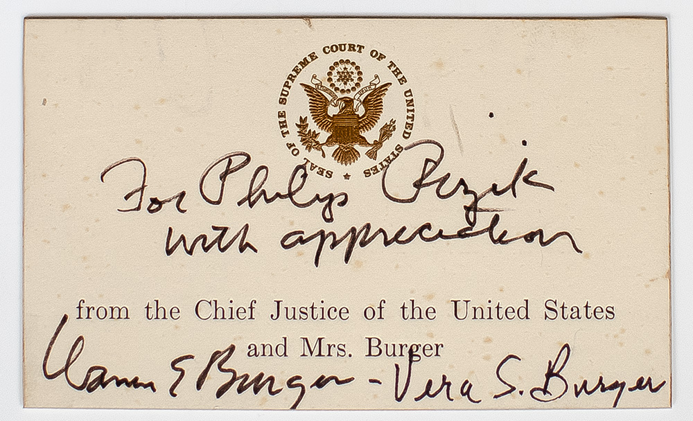 Warren E. Burger Supreme Court Signed Photograph.