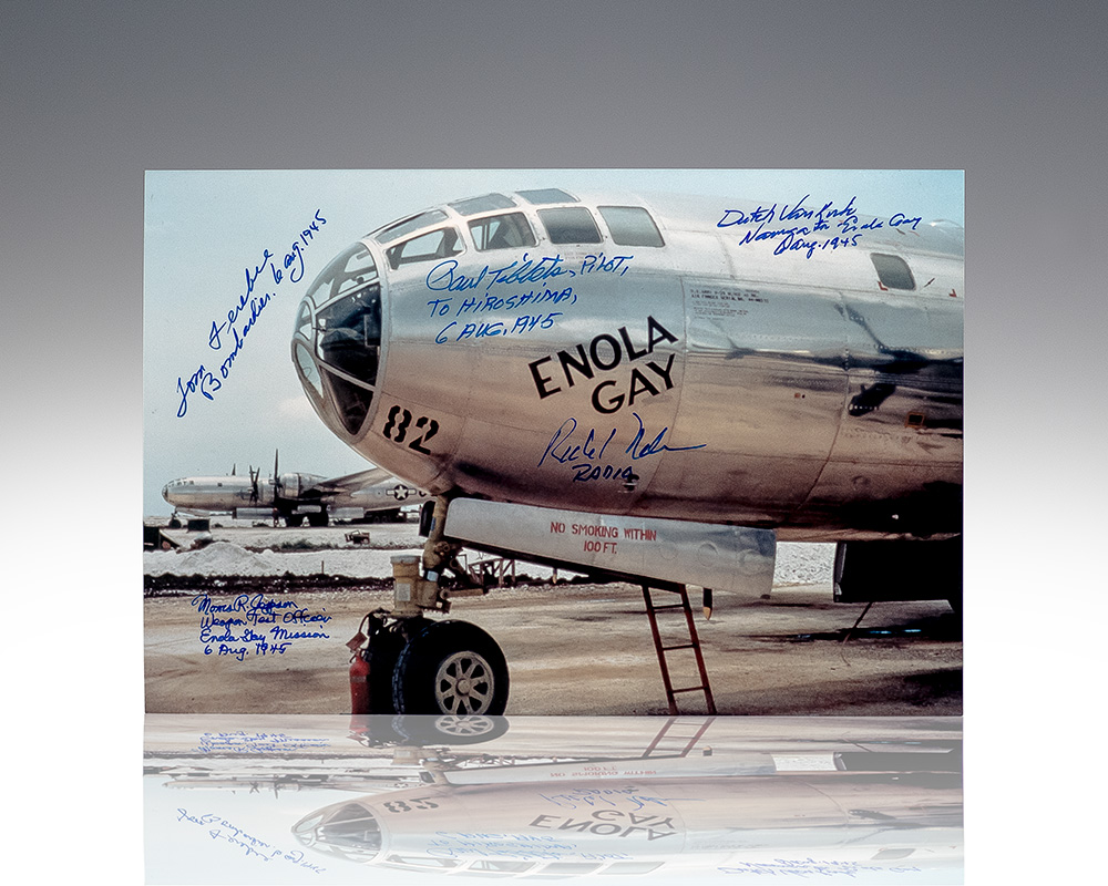 Paul Tibbets, Thomas Ferebee, Theodore "Dutch" Van Kirk, Richard Nelson, and Morris R. Jepson Photograph Signed.