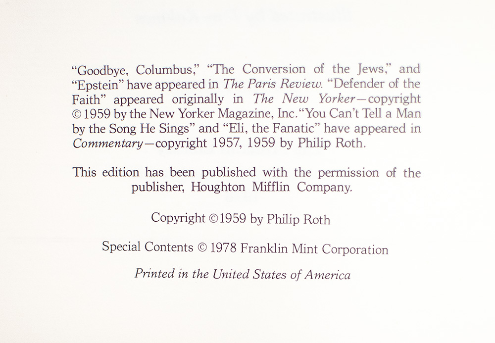 Goodbye, Columbus and Other Stories.