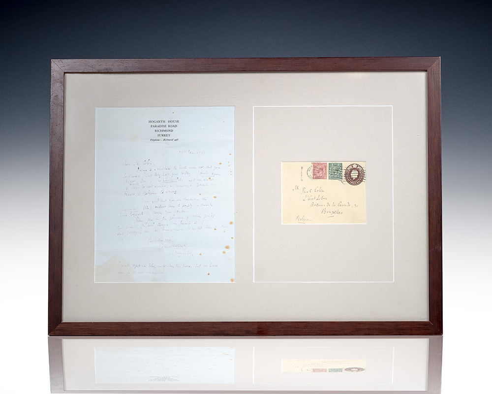 Virginia Woolf Autograph Letter Signed to Paul Colin.