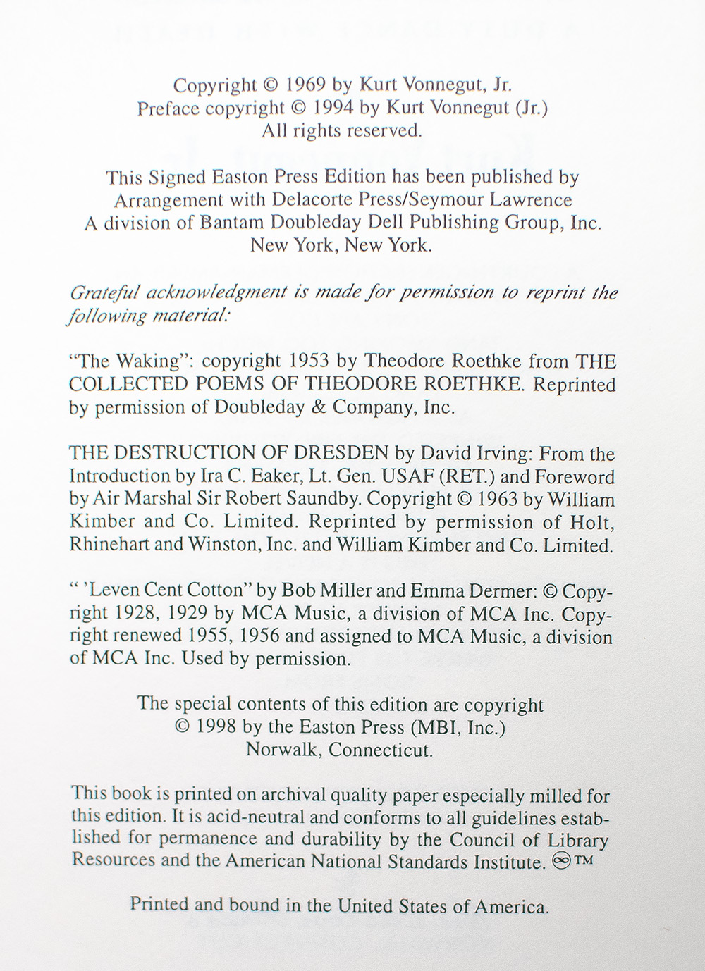Slaughterhouse-Five, or The Children’s Crusade, A Duty-Dance With Death.