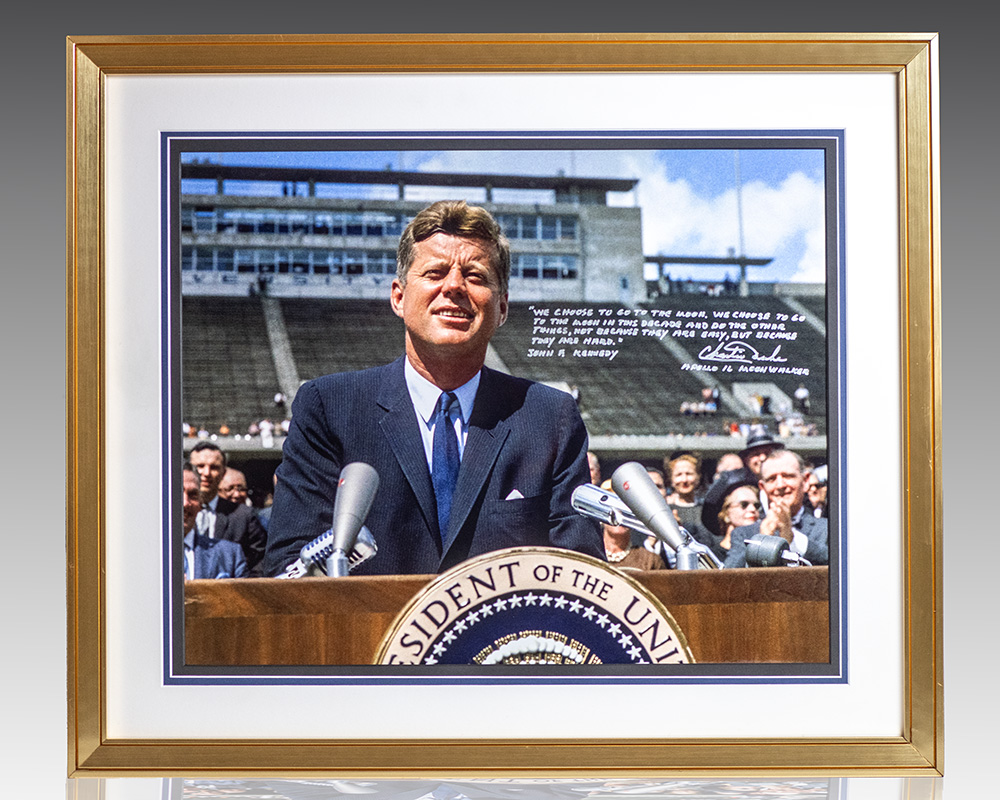 Charlie Duke Signed John F. Kennedy Photograph.