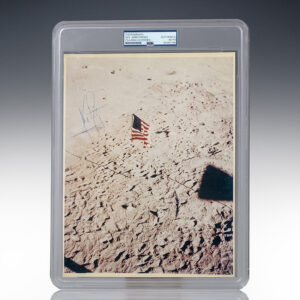 Neil Armstrong Apollo 11 Signed Footprint Photograph.