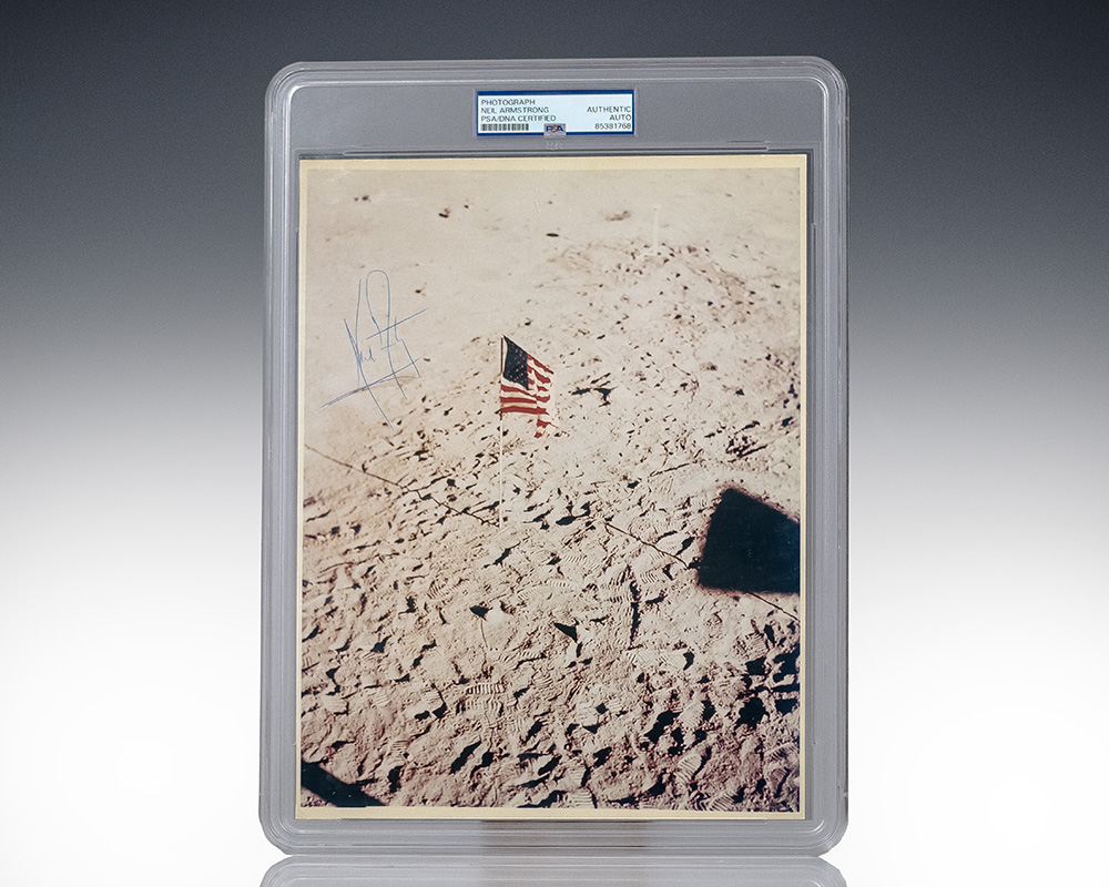 Neil Armstrong Apollo 11 Signed Footprint Photograph.