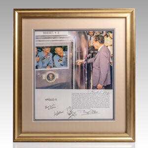Richard Nixon, Neil Armstrong, Buzz Aldrin and Michael Collins Signed Quarantine Image..