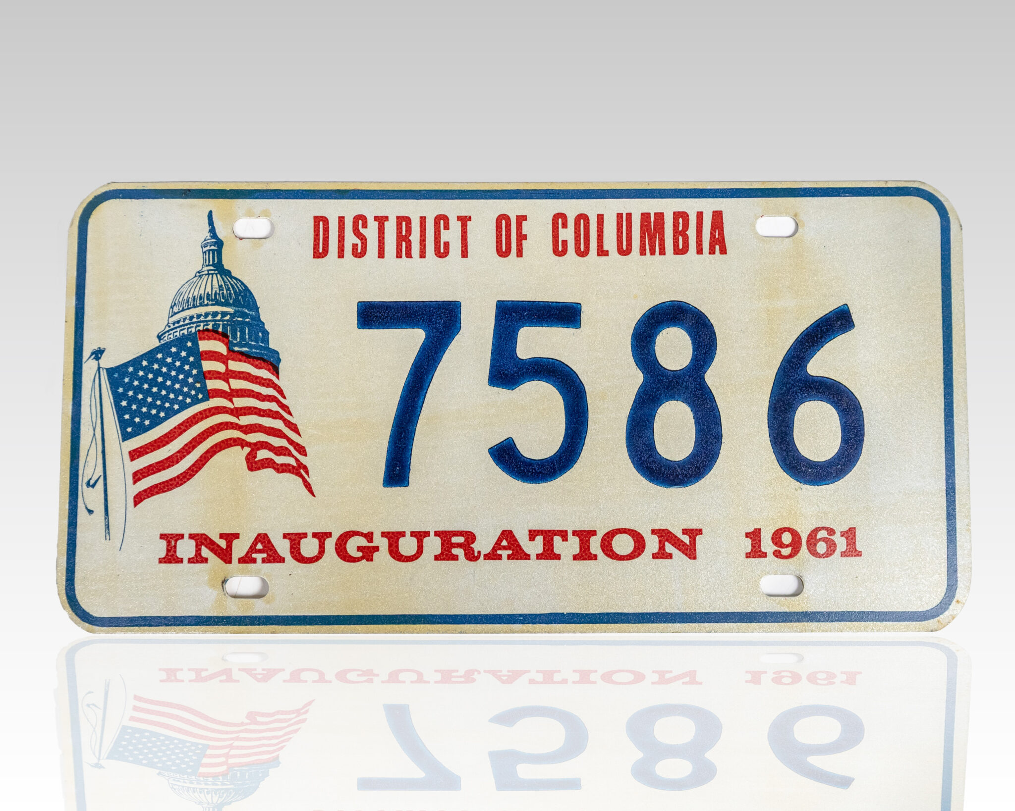 John F. Kennedy Inauguration Government Issued License Plate. [with] Inaugural Activities Program.