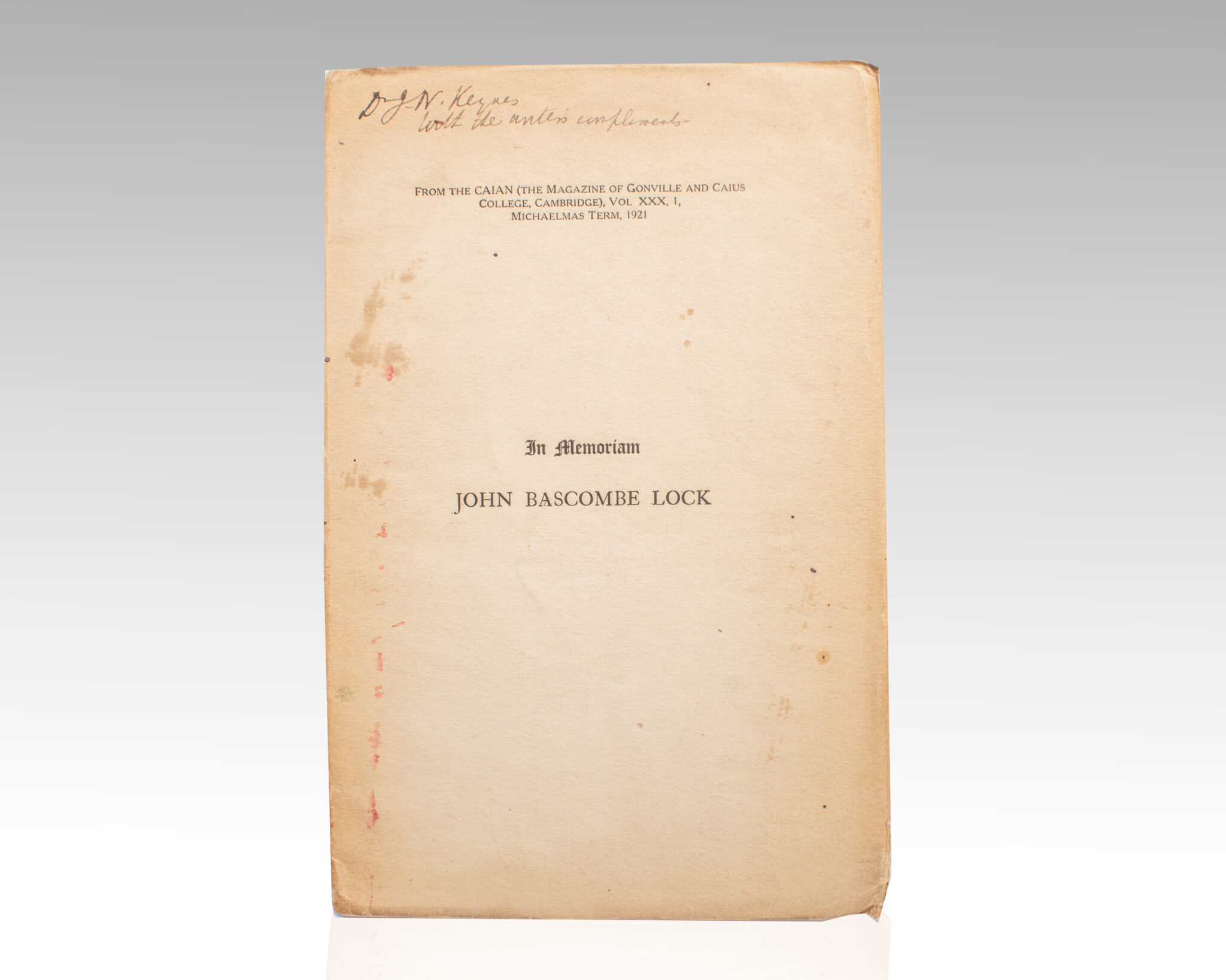 In Memoriam: John Bascombe Lock.