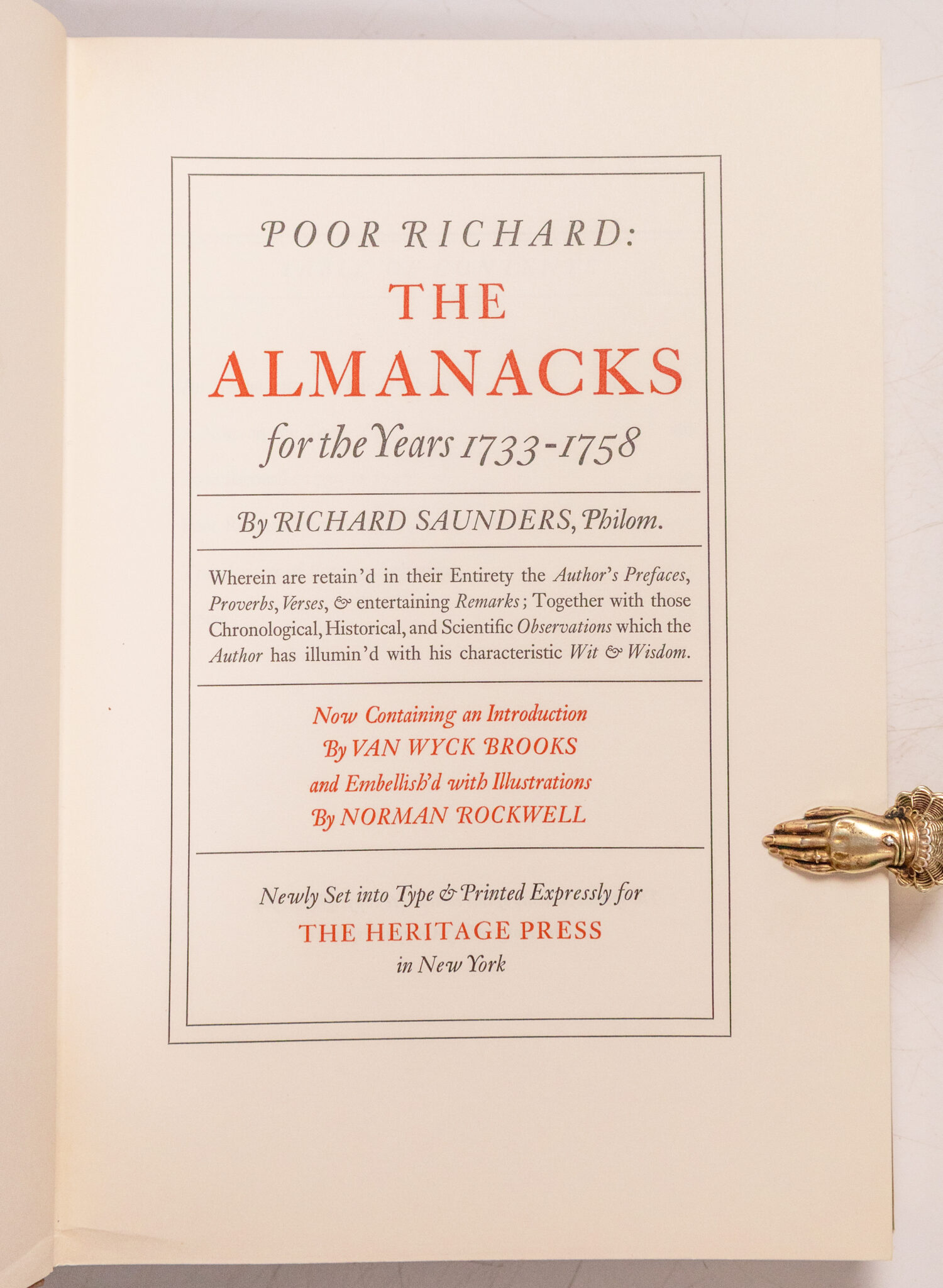 Poor Richard: The Almanacks for the Years 1733-1758.