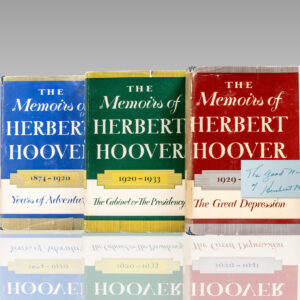 The Memoirs of Herbert Hoover: Years of Adventure 1874-1920; The Cabinet and the Presidency 1920-1933; The Great Depression 1929-1941.